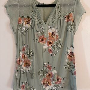 Daniel Rainn Mint Floral Blouse